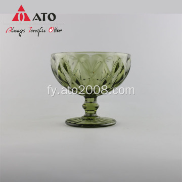 Embossed Salad Glass Bowl Ice Cream Bowl Goblet